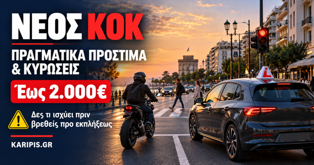 Νέος ΚΟΚ: Τα πραγματικά πρόστιμα και οι κυρώσεις που πρέπει να γνωρίζει κάθε οδηγός